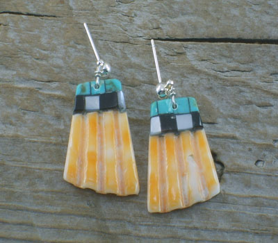 Native American Spiney Oyster Shell & Turquoise Top Inlay 